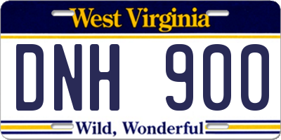 WV license plate DNH900