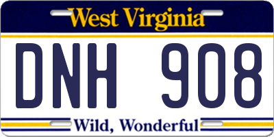 WV license plate DNH908