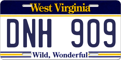 WV license plate DNH909