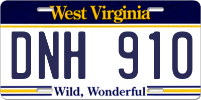 WV license plate DNH910