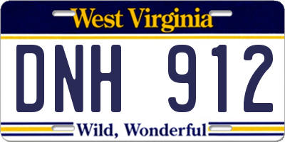 WV license plate DNH912