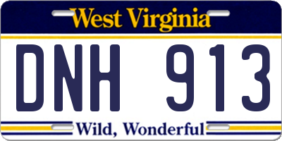 WV license plate DNH913