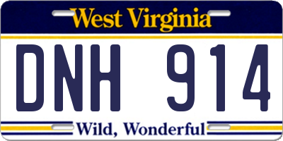 WV license plate DNH914
