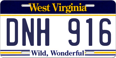 WV license plate DNH916