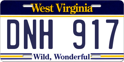 WV license plate DNH917