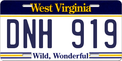 WV license plate DNH919