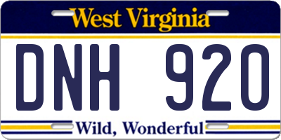 WV license plate DNH920