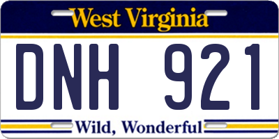 WV license plate DNH921