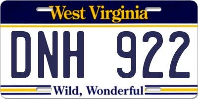 WV license plate DNH922