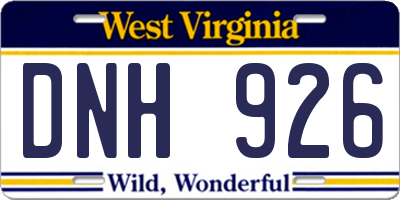 WV license plate DNH926
