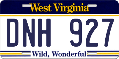 WV license plate DNH927