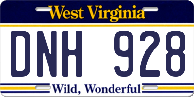 WV license plate DNH928