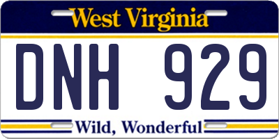 WV license plate DNH929