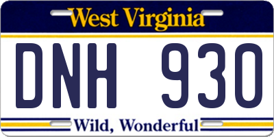 WV license plate DNH930