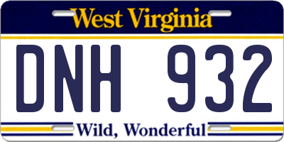 WV license plate DNH932
