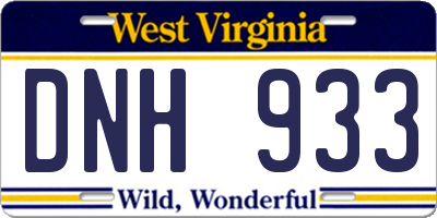 WV license plate DNH933