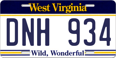 WV license plate DNH934