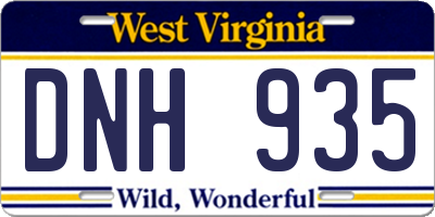 WV license plate DNH935