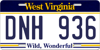 WV license plate DNH936