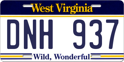 WV license plate DNH937