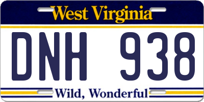 WV license plate DNH938