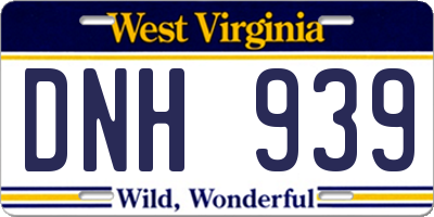 WV license plate DNH939