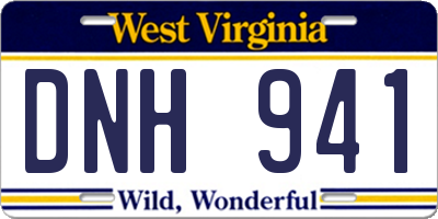 WV license plate DNH941
