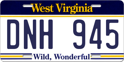 WV license plate DNH945