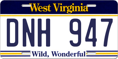 WV license plate DNH947