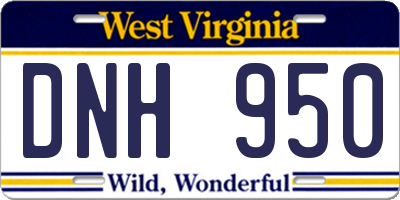 WV license plate DNH950