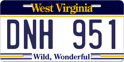 WV license plate DNH951