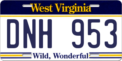 WV license plate DNH953