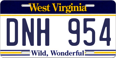 WV license plate DNH954