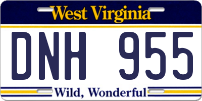 WV license plate DNH955