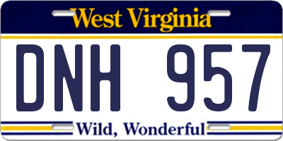WV license plate DNH957
