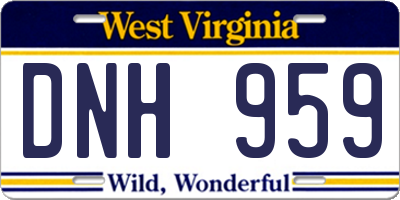 WV license plate DNH959