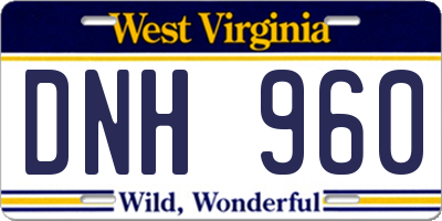 WV license plate DNH960