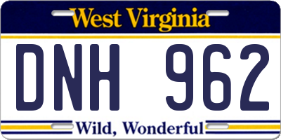 WV license plate DNH962
