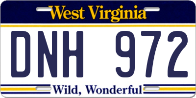 WV license plate DNH972