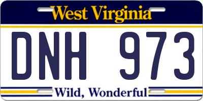 WV license plate DNH973