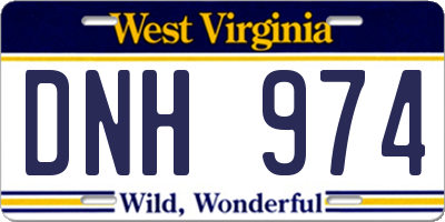 WV license plate DNH974
