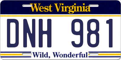 WV license plate DNH981