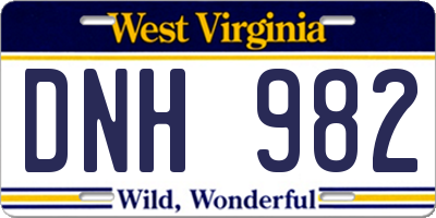 WV license plate DNH982