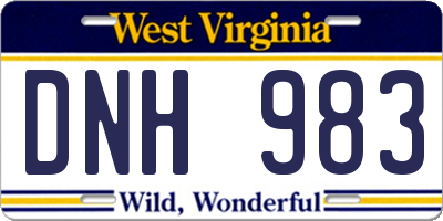 WV license plate DNH983