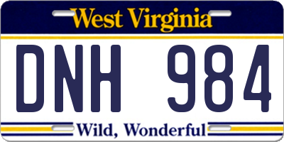 WV license plate DNH984