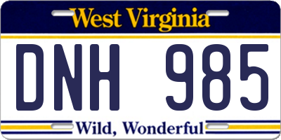 WV license plate DNH985