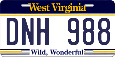 WV license plate DNH988