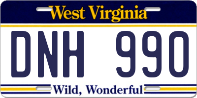 WV license plate DNH990