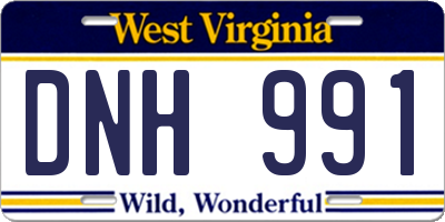 WV license plate DNH991