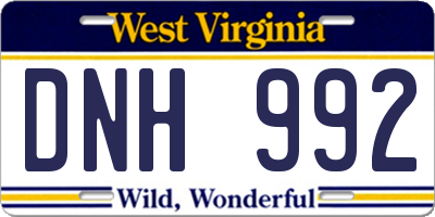 WV license plate DNH992